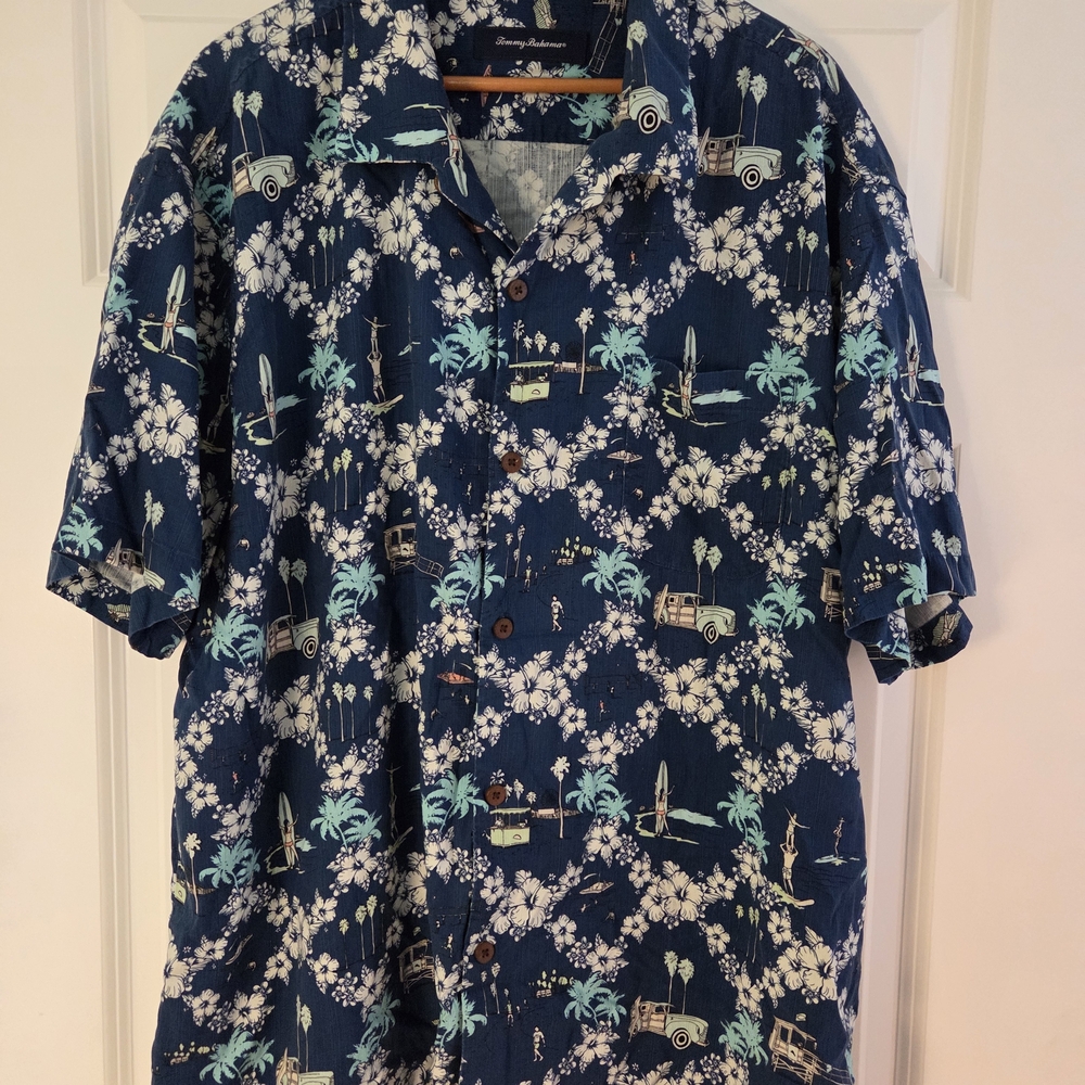 Tommy Bahama Retro Beach Scene 3XL Camp Shirt - Weight Loss Closet Cleanout